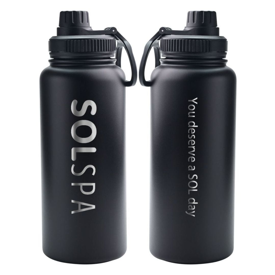 Sol Spa Sport Bottle in black, crafted for gym and outdoor enthusiasts