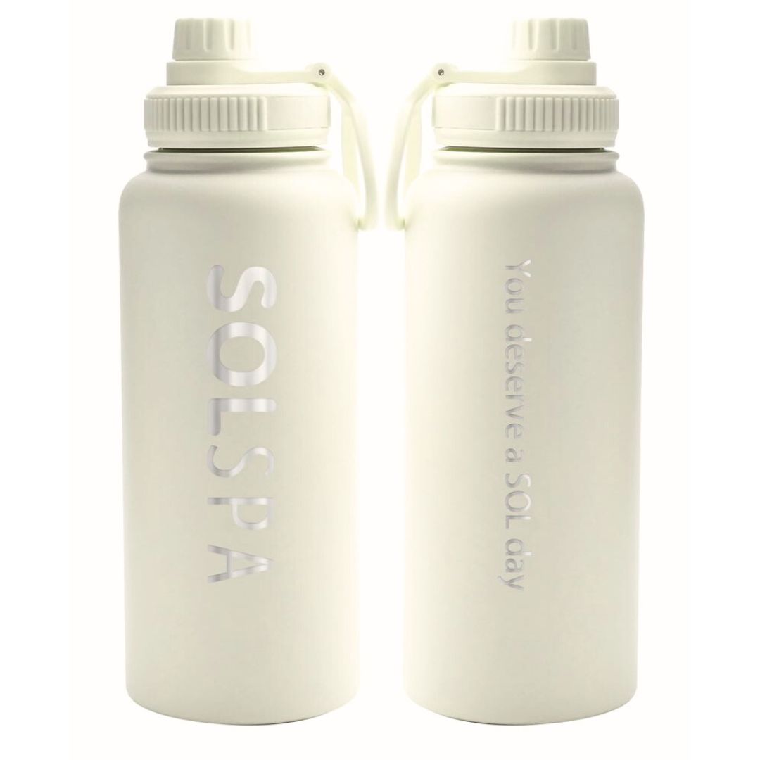 White insulated Sol Spa Sport Bottle, stylish and perfect for daily hydration