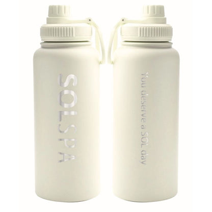 White insulated Sol Spa Sport Bottle, stylish and perfect for daily hydration